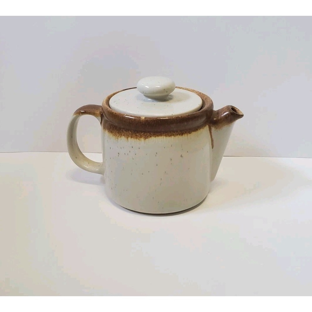 McCoy Vintage Pottery Teapot 1418 Speckled Glaze Brown Drip Glaze 1970s USA Made